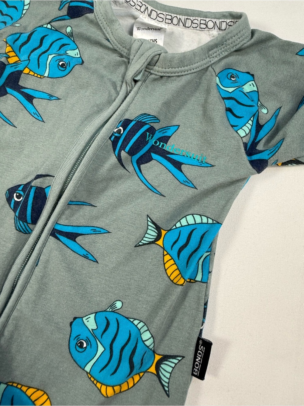 BONDS Wondersuit Fish Zip Romper Lot Size 000 0-3m Coastal Ocean Baby Pajamas - Picture 10 of 15